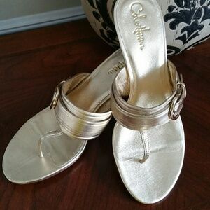 Cole Haan Gold Heeled Sandals